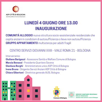 Il 4 giugno alle ore 13 l'inaugurazione dei nuovi servizi ASP in Viale Roma: Comunità Alloggio e Gruppo Appartamento