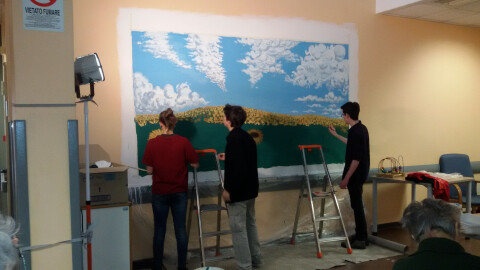 Gli studenti del Liceo artistico Arcangeli realizzano un murales per il reparto Girasole
